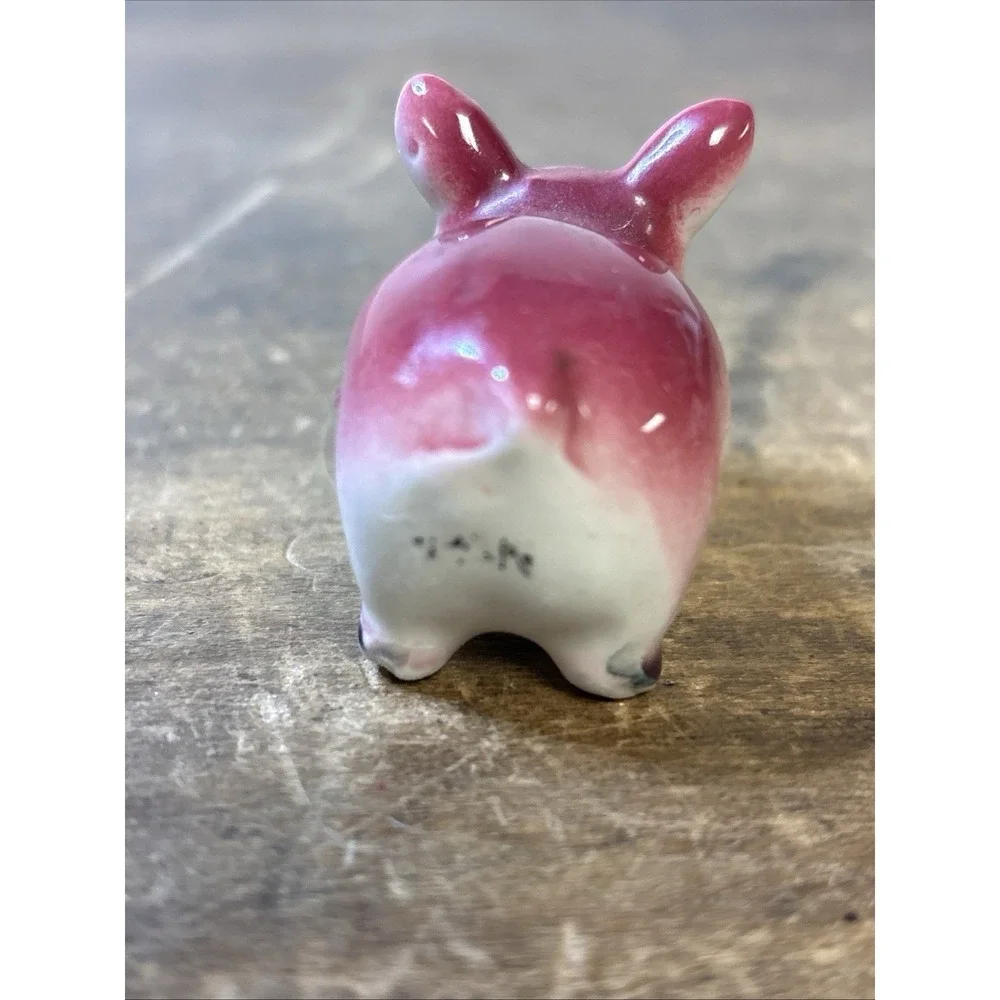Vintage Japan Porcelain Pink Pig Figurine Farmhouse Collectible Shaker